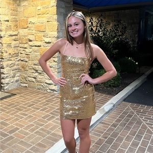 Boohoo Gold Mini Dress
